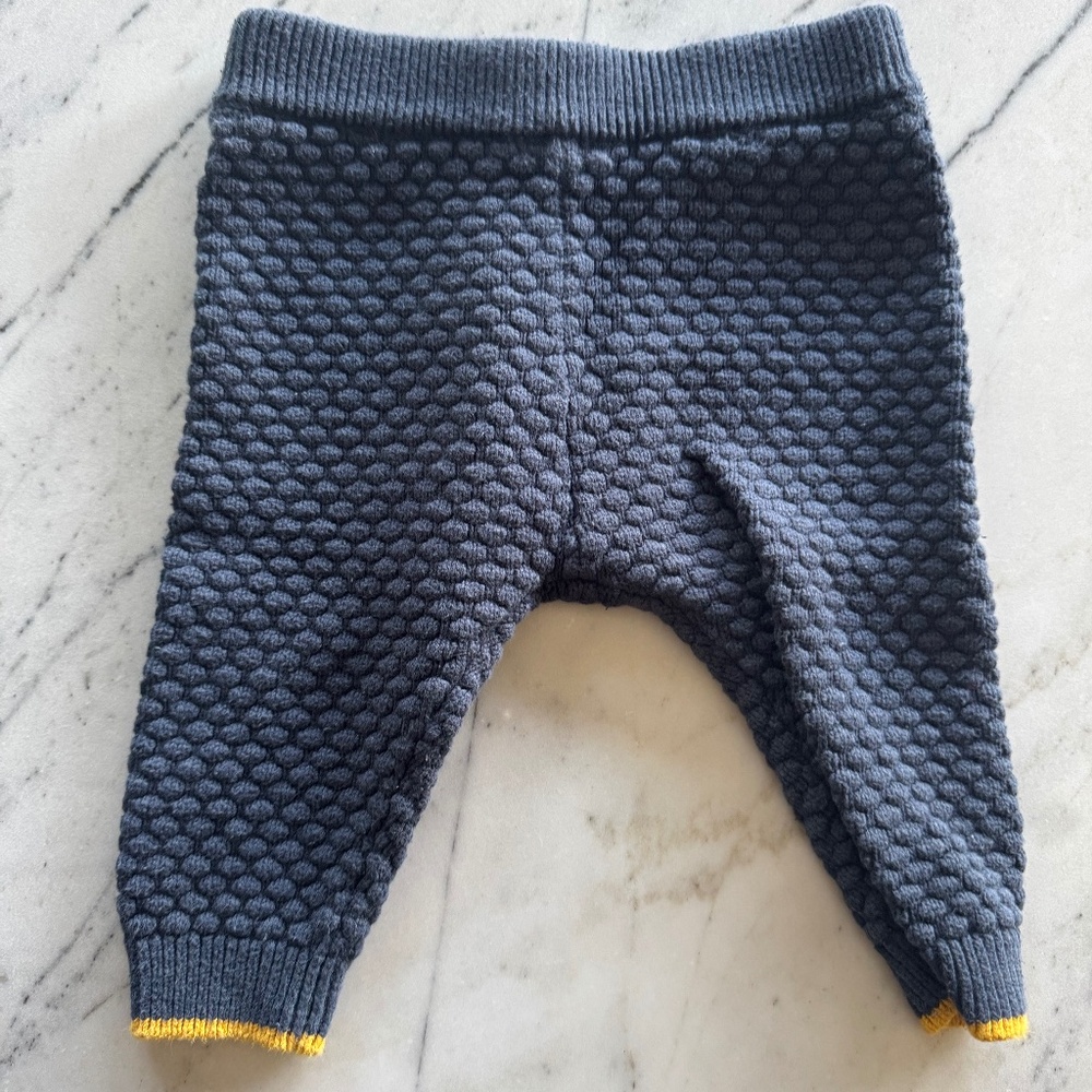 MORI thick knit leggings 3-6mo navy